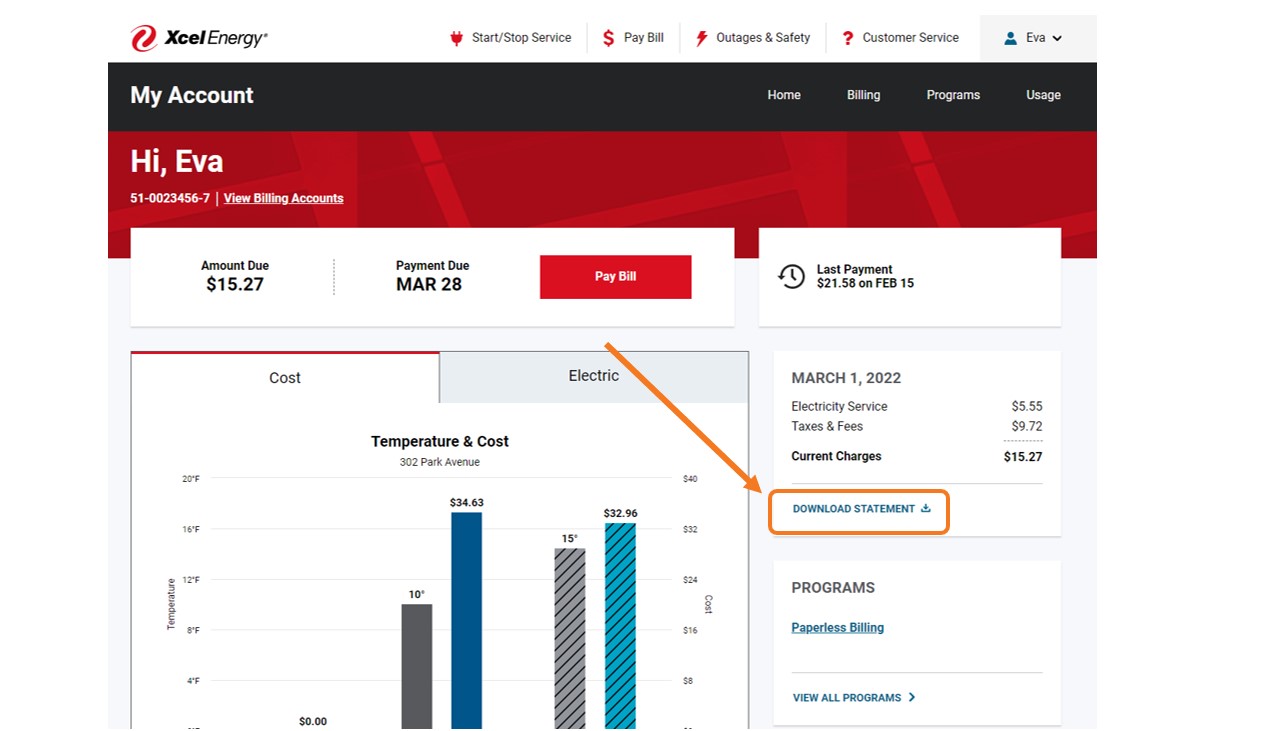 Sharing your Xcel Energy electric bill